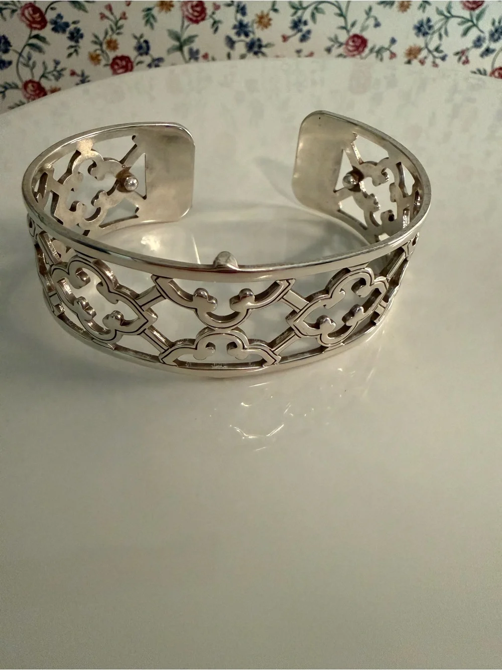 Brighton Silver Openwork Quatrefoil Cuff Bracelet